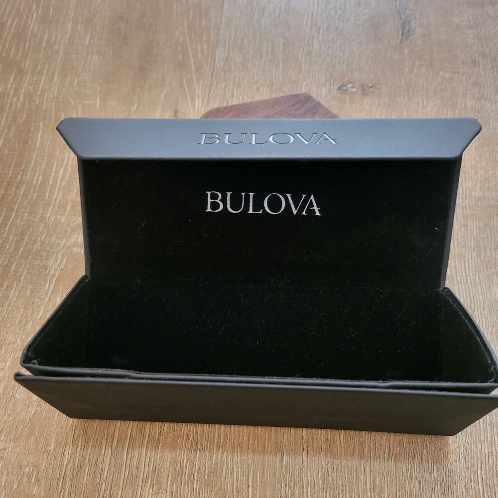 Bulova Triangular Folding Eyewear Case with Magnetic Closure Leather Collapsible